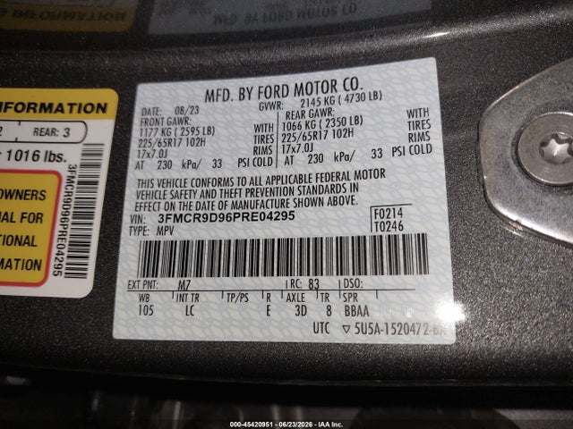 3FMCR9D96PRE04295 Ford Bronco Sport Badlands