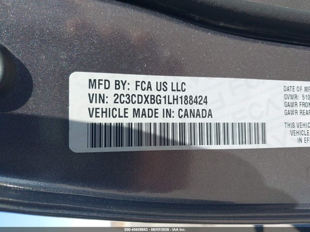 Dodge Charger Sxt Rwd 2020 2C3CDXBG1LH188424 Image 9