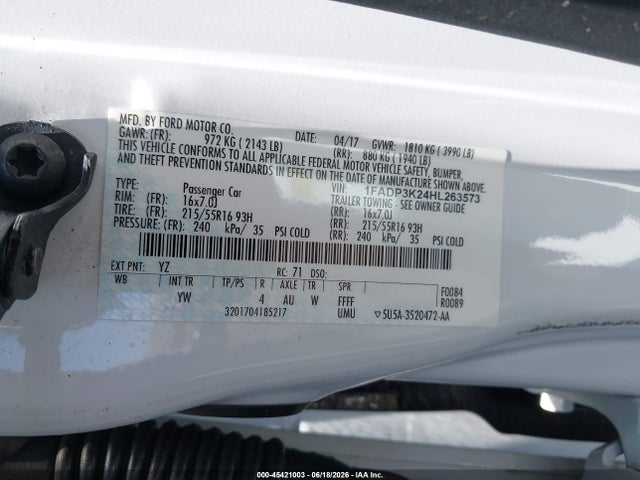 Ford FOCUS SE 2017 1FADP3K24HL263573 Image 9