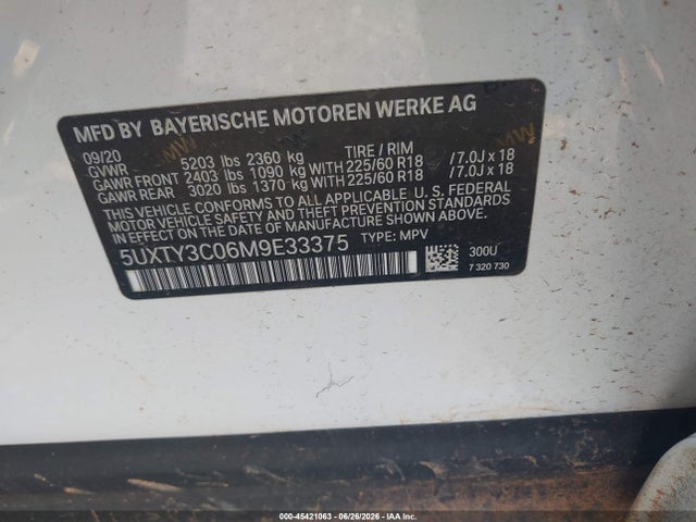 Продажа на аукционе авто 2021 Bmw X3 Sdrive30i, vin: 5UXTY3C06M9E33375, номер лота: 45421063