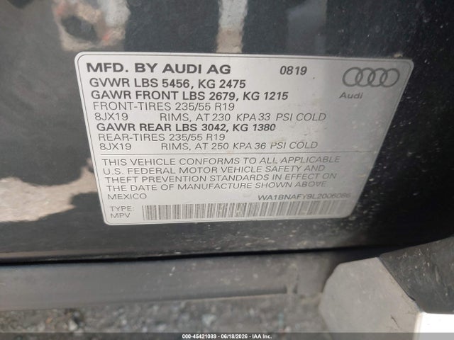WA1BNAFY9L2006086 Audi Q5 Premium Plus 45 Tfsi Quattro S Tronic