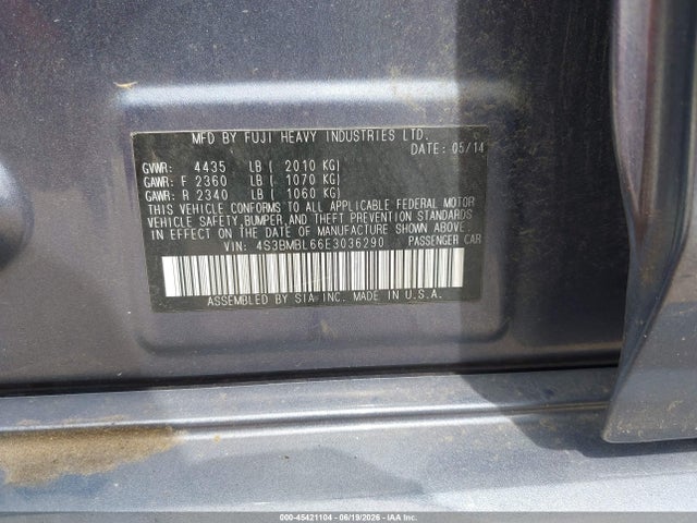 Subaru Legacy 2.5i Limited 2014 4S3BMBL66E3036290 Image 9