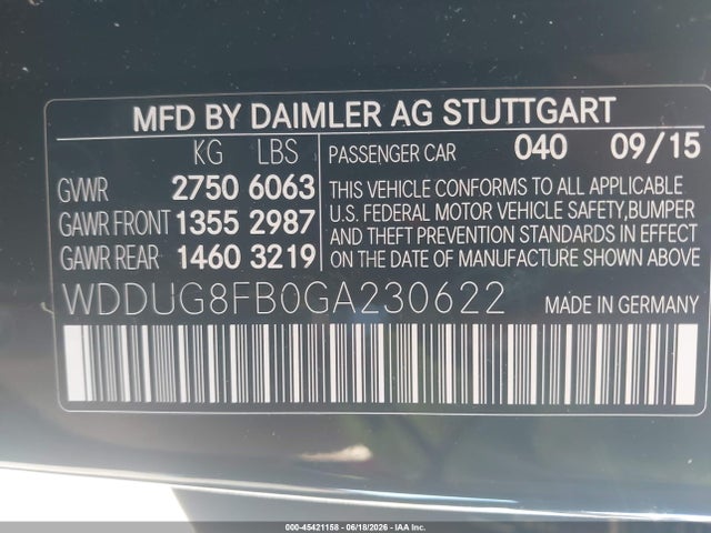 Aukcja sprzedaży 2016 Mercedes-benz S 550 4matic, vin: WDDUG8FB0GA230622, numer aukcji: 45421158