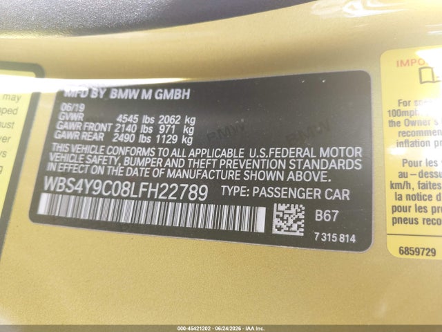 BMW M4 2020 WBS4Y9C08LFH22789 Image 9