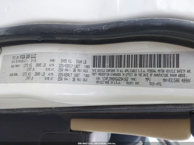 Продаж на аукціоні авто 2016 Jeep Cherokee Sport, vin: 1C4PJMABXGW294162, номер лоту: 45421224