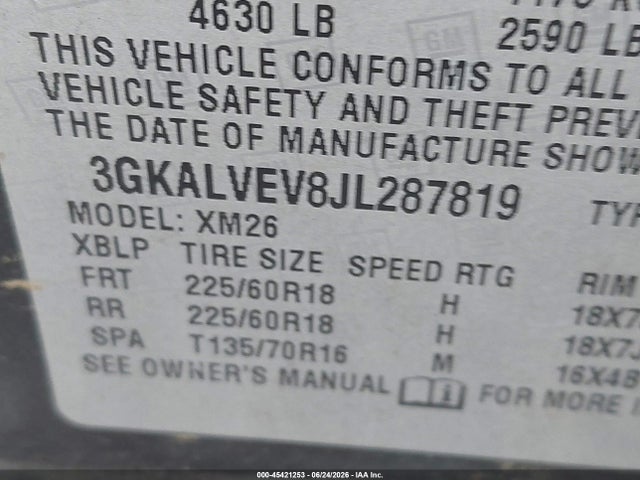 Aukcja sprzedaży 2018 Gmc Terrain Slt, vin: 3GKALVEV8JL287819, numer aukcji: 45421253