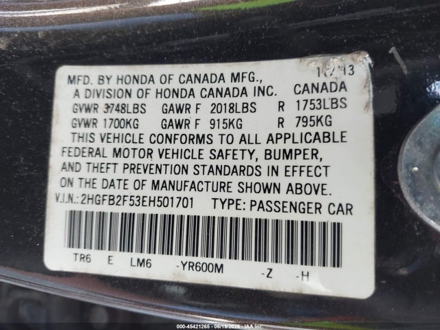 Honda Civic Lx 2014 2HGFB2F53EH501701 Image 9