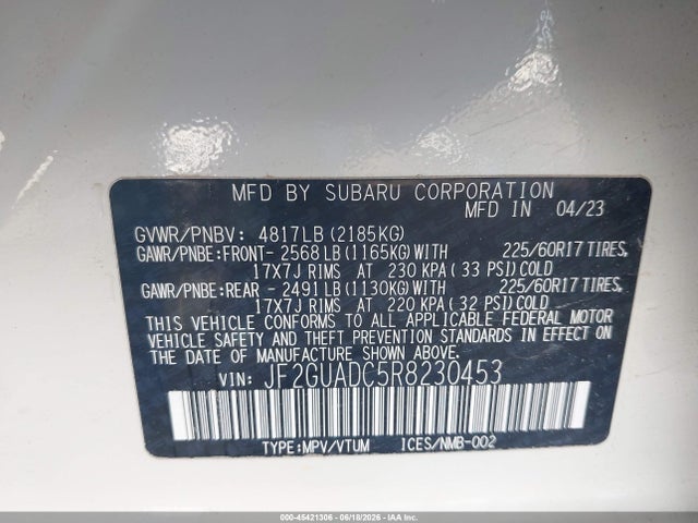 JF2GUADC5R8230453 Subaru Crosstrek Premium