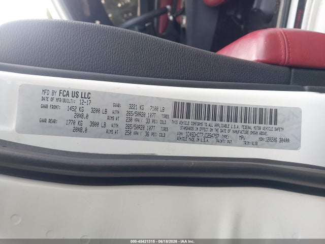 1C4SDHCT7JC254757 Dodge Durango R/t Rwd