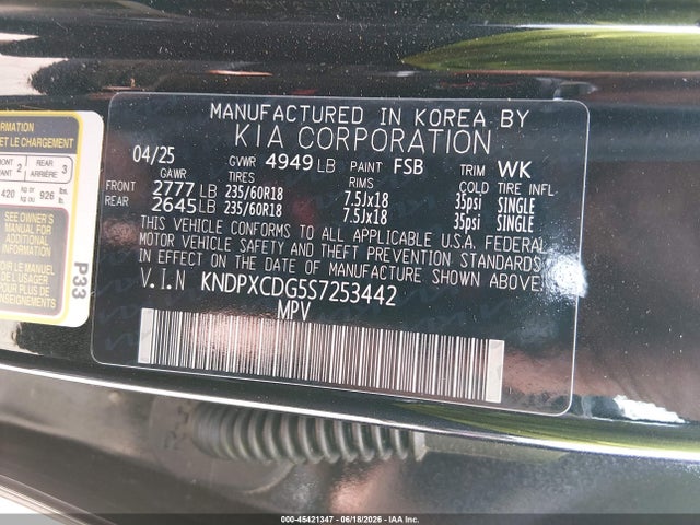 2025 Kia Sportage Hybrid Sx-prestige მანქანა იყიდება აუქციონზე, vin: KNDPXCDG5S7253442, აუქციონის ნომერი: 45421347