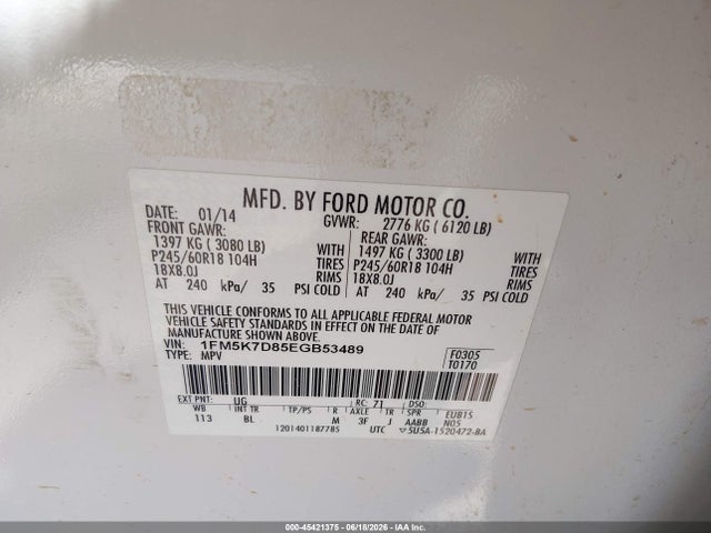 Ford EXPLORER XLT 2014 1FM5K7D85EGB53489 Image 9