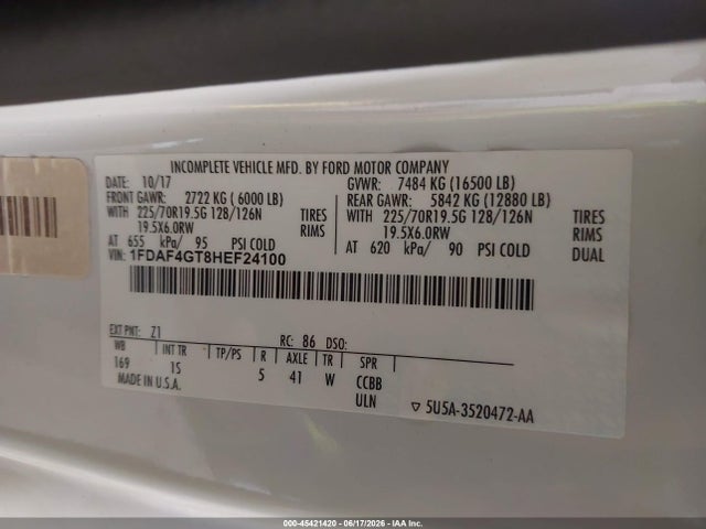 Ford F-450 Chassis Xl 2017 1FDAF4GT8HEF24100 Image 9
