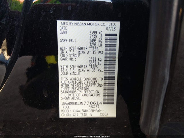 Nissan Frontier Sv 2018 1N6AD0ER1JN770614 Image 9