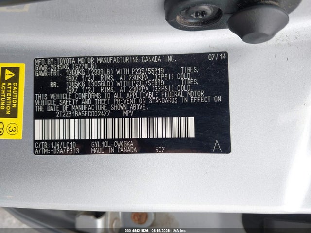 Lexus RX 450H 2015 2T2ZB1BA5FC002477 Image 9