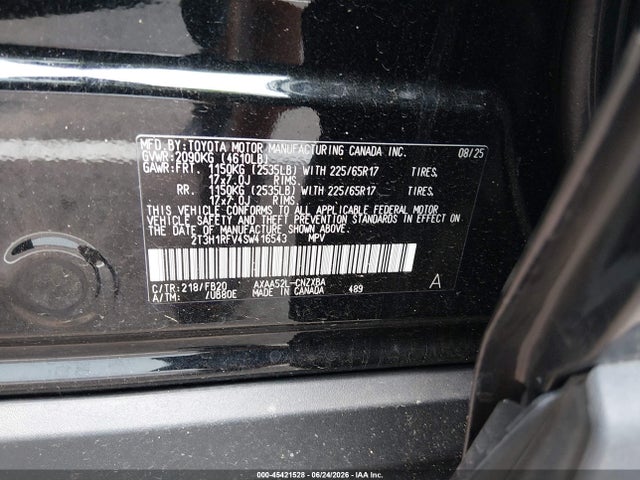45421528 :رقم المزاد ، 2T3H1RFV4SW416543 vin ، 2025 Toyota Rav4 Le مزاد بيع