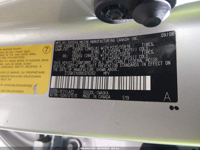Aukcja sprzedaży 2009 Lexus Rx 350, vin: 2T2GK31U99C076262, numer aukcji: 45421535