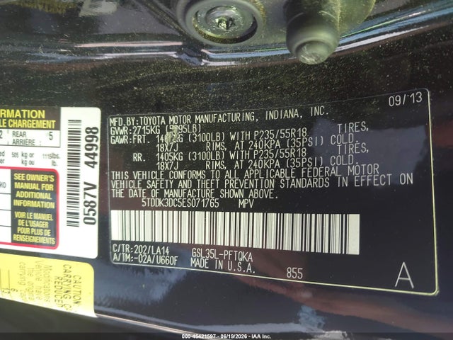 5TDDK3DC5ES071765 Toyota Sienna Limited 7 Passenger