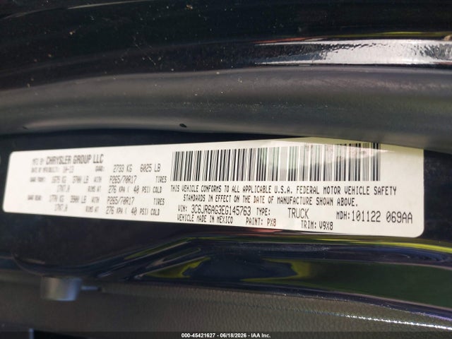45421627 :رقم المزاد ، 3C6JR6AG3EG145763 vin ، 2014 Ram 1500 Tradesman مزاد بيع