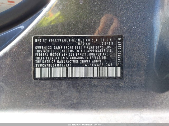 3VWC57BU3KM085243 Volkswagen Jetta 1.4t R-line/1.4t S/1.4t Se