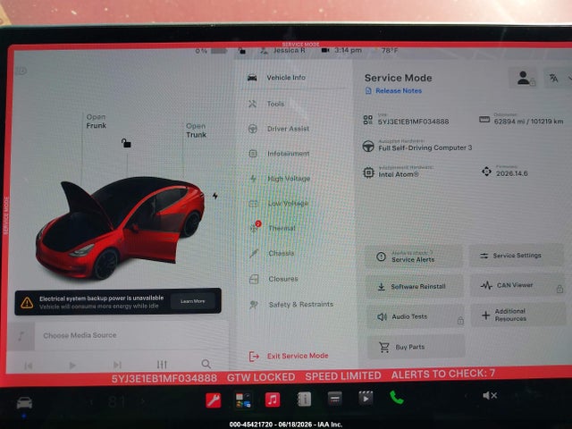 Aukcja sprzedaży 2021 Tesla Model 3 Long Range, vin: 5YJ3E1EB1MF034888, numer aukcji: 45421720
