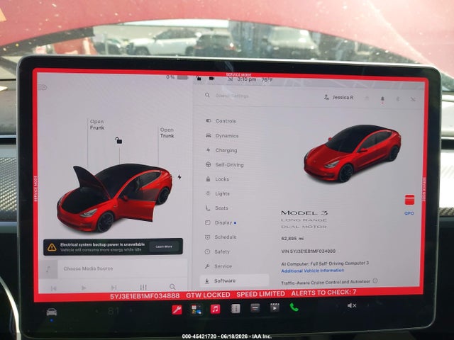 Aukcja sprzedaży 2021 Tesla Model 3 Long Range, vin: 5YJ3E1EB1MF034888, numer aukcji: 45421720