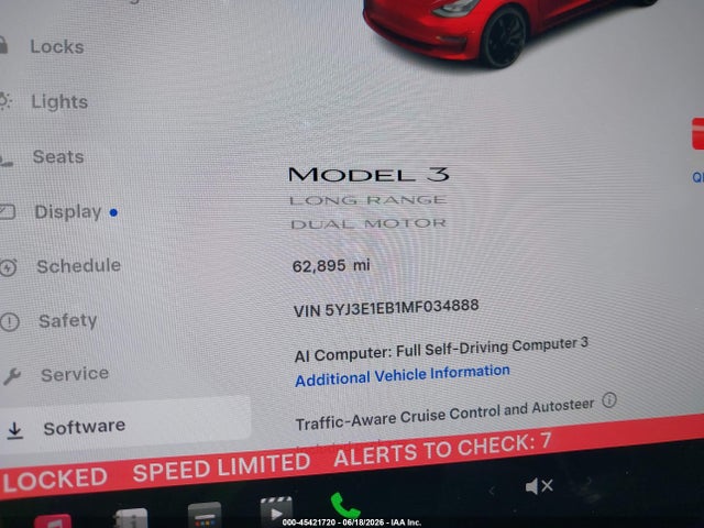 Aukcja sprzedaży 2021 Tesla Model 3 Long Range, vin: 5YJ3E1EB1MF034888, numer aukcji: 45421720