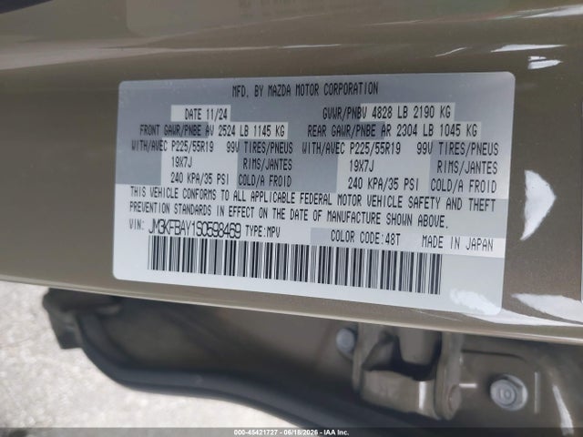 Aukcja sprzedaży 2025 Mazda Cx-5 2.5 Carbon Turbo, vin: JM3KFBAY1S0598469, numer aukcji: 45421727