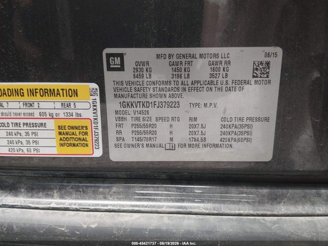 Продажа на аукционе авто 2015 Gmc Acadia Denali, vin: 1GKKVTKD1FJ379223, номер лота: 45421737