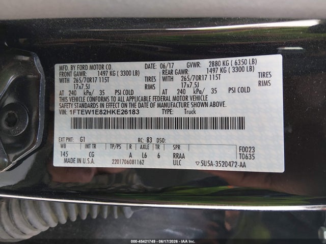 Ford F-150 Xl/xlt 2017 1FTEW1E82HKE26183 Image 9