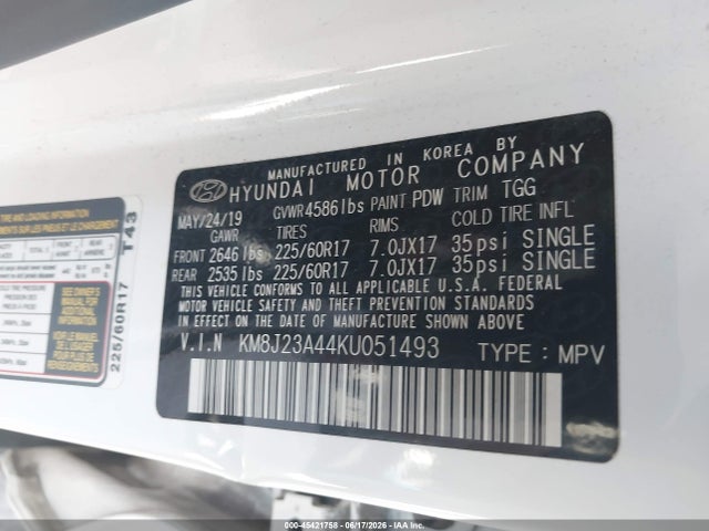 Hyundai TUCSON SE 2019 KM8J23A44KU051493 Image 9