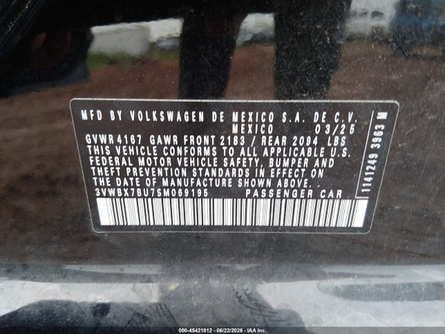 3VWBX7BU7SM069195 Volkswagen Jetta 1.5t Sport