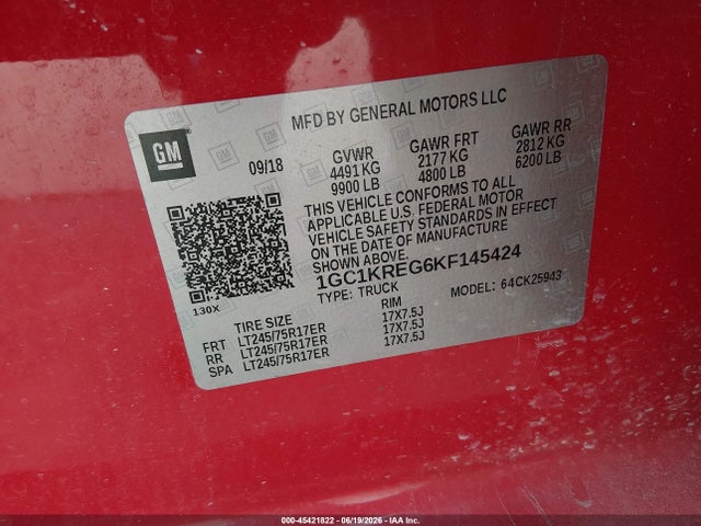 1GC1KREG6KF145424 Chevrolet Silverado 2500hd Wt