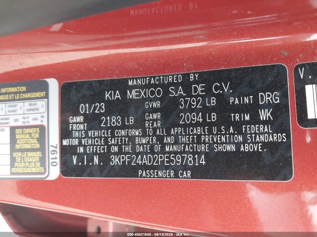 KIA Forte Lxs 2023 3KPF24AD2PE597814 Image 9