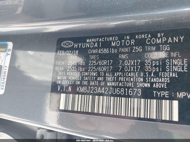 Hyundai TUCSON SE 2018 KM8J23A42JU681673 Image 9