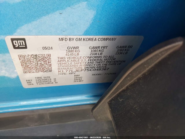 KL77LJEP7SC048367 Chevrolet Trax Fwd 2rs