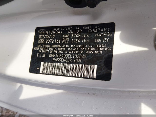 Aukcja sprzedaży 2014 Hyundai Veloster Base W/black, vin: KMHTC6AD9EU182849, numer aukcji: 45421957