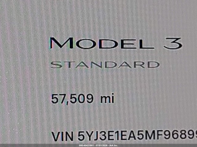 Aukcja sprzedaży 2021 Tesla Model 3 Standard Range Plus Rear-wheel Drive, vin: 5YJ3E1EA5MF968995, numer aukcji: 45421981