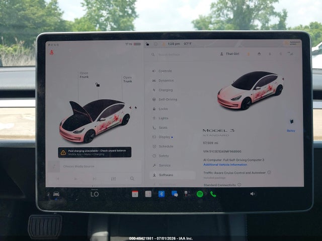 Aukcja sprzedaży 2021 Tesla Model 3 Standard Range Plus Rear-wheel Drive, vin: 5YJ3E1EA5MF968995, numer aukcji: 45421981