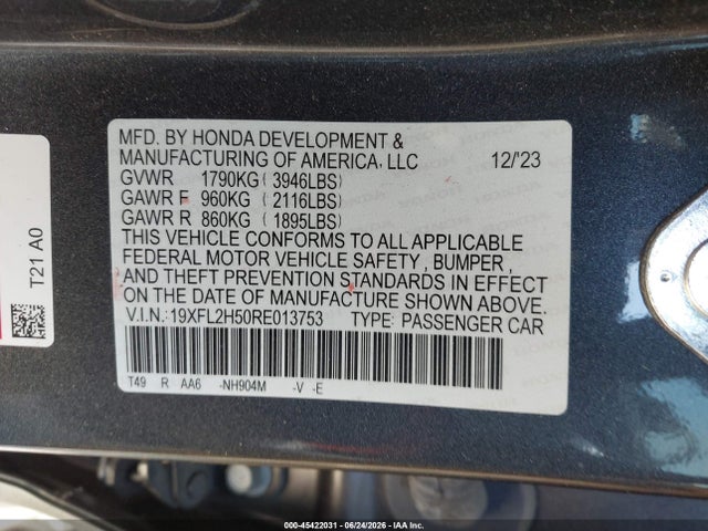 Honda Civic Lx 2024 19XFL2H50RE013753 Image 9