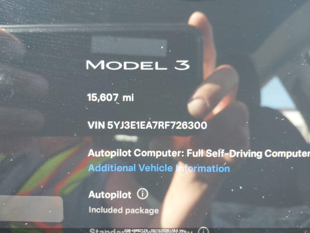 Продаж на аукціоні авто 2024 Tesla Model 3 Long Range Dual Motor All-wheel Drive/rear-wheel Drive, vin: 5YJ3E1EA7RF726300, номер лоту: 45422126