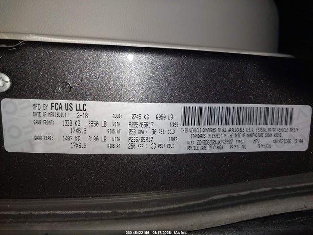 2018 Dodge Grand Caravan Se მანქანა იყიდება აუქციონზე, vin: 2C4RDGBG5JR273327, აუქციონის ნომერი: 45422166