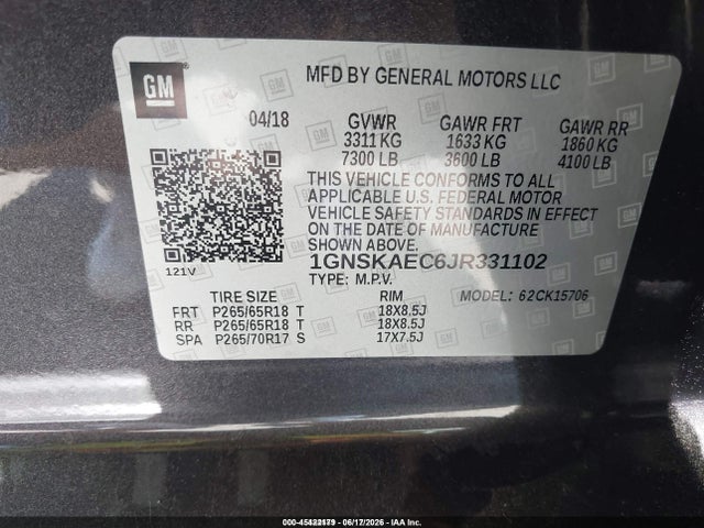 Chevrolet Tahoe Ls 2018 1GNSKAEC6JR331102 Image 9