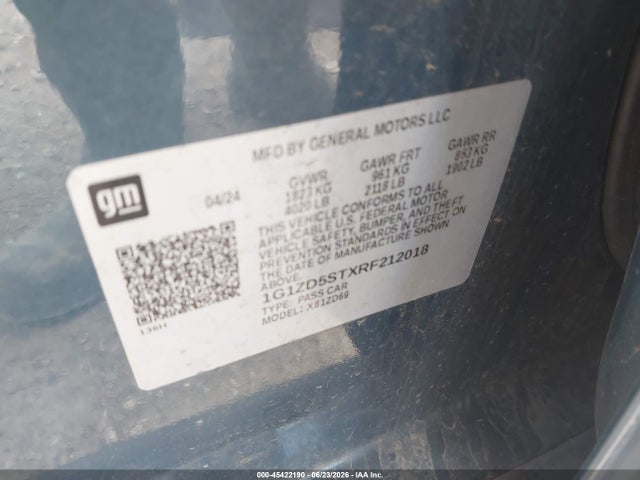 Продажа на аукционе авто 2024 Chevrolet Malibu Fwd 1lt, vin: 1G1ZD5STXRF212018, номер лота: 45422190