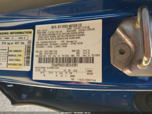 3FA6P0UU1JR254391 Ford Fusion Hybrid S