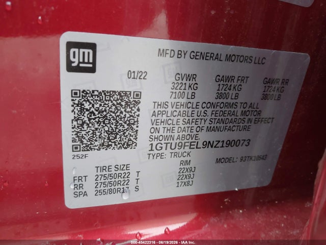 Продажа на аукционе авто 2022 Gmc Sierra 1500 Limited 4wd  Short Box Denali, vin: 1GTU9FEL9NZ190073, номер лота: 45422316
