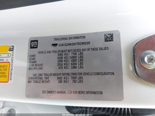 Продаж на аукціоні авто 2026 Gmc Yukon Xl 4wd At4, vin: 1GKS2HKD0TR299169, номер лоту: 45422334