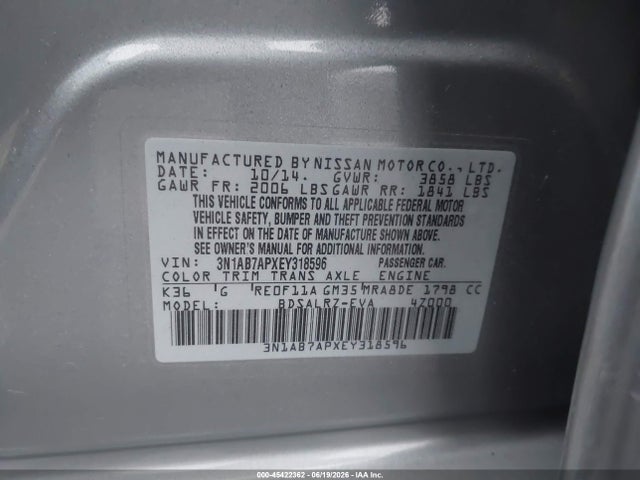 Nissan SENTRA SR 2014 3N1AB7APXEY318596 Image 9