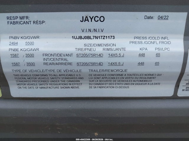 Jayco Jay Flight Slx 2022 1UJBJ0BL7N17Z1173 Image 9