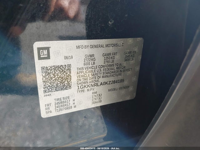 GMC Acadia Sle-1 2019 1GKKNRLA0KZ284185 Image 9