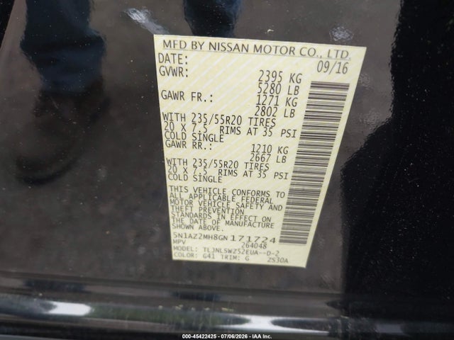 Nissan Murano Platinum 2016 5N1AZ2MH8GN171724 Image 9